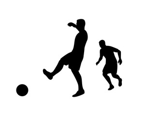 football player silhouette creative illustration vector of graphic , football player silhouette illustration vector , vector soccer player silhouette illustration for banner graphic