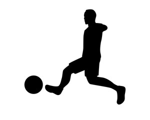 football player silhouette creative illustration vector of graphic , football player silhouette illustration vector , vector soccer player silhouette illustration for banner graphic