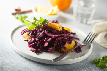 Red cabbage salad with fresh orange