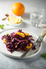 Red cabbage salad with fresh orange
