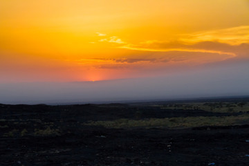 sun set at Erta Ale volcano base camp 