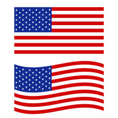 United States flag icon on white background. Flag of the United States icon for your web site design, logo, app, UI. American Flag for Independence Day. United States of America national Symbol.