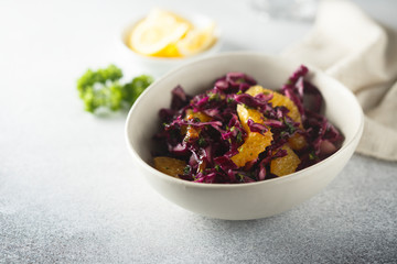 Red cabbage salad with fresh orange