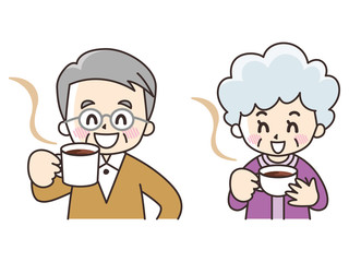 コーヒーを飲むシニア世代