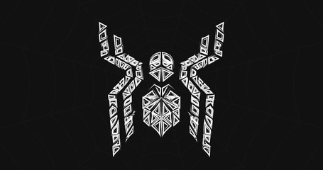 Obraz premium Spider symbol, grunge spider logo banner, poster design.