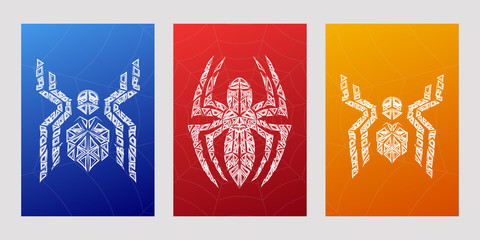 Fototapeta premium Spiders symbols, grunge spider logo banner, poster design.