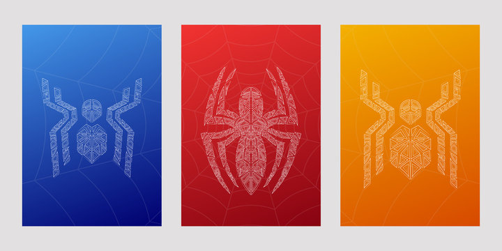 Spiders symbols, grunge spider logo banner, poster design.