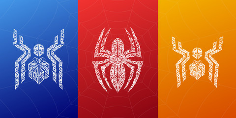 Spiders symbols, grunge spider logo banner, poster design.