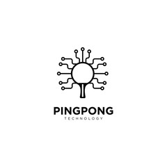 Ping Pong Technology Logo Design Vector