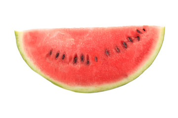 fresh red slice of watermelon with seeds  isolated on white background