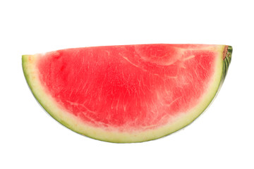 fresh red slice of watermelon without seeds isolated on white background
