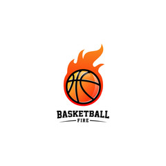 Basketball Fire Logo Design Vector