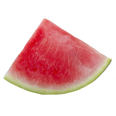 fresh red slice of watermelon without seeds isolated on white background