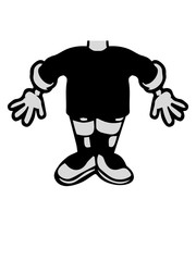 körper ohne kopf lustiger kleiner zwerg verkleidung comic cartoon clipart design junge shorts glücklich cool
