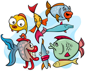 fish animal cartoon characters group