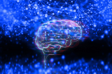 brain ai technology, robotic, molecule of chemical, atom cell science, hacker online cyber network,...