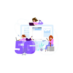 Communication of people by quick connection Wi-Fi concept 5G