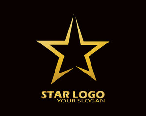 Obraz premium Gold Star Logo Vector in Elegant Style with Black Background - Vector