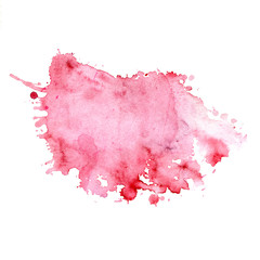 Watercolor stain of red with splashes.