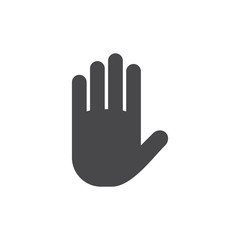 Stop vector icon grey. Hand symbol. Hand icon