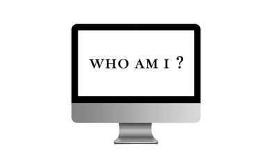 Who am I question on laptop isolated on white