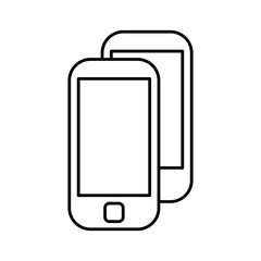 Outline drawing modern smartphone. Elegant line style design.