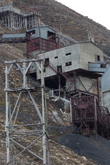 Inside adventdalen fjord - abandoned mine Number 5 - the most Northern settlement in the world. Svalbard, Norway