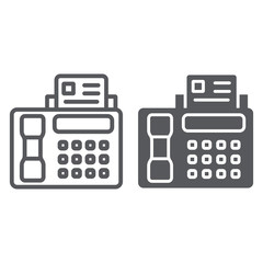 Fax line and glyph icon, print and device, printer sign, vector graphics, a linear pattern on a white background.