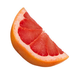 slice of red grapefruit isolated on white background
