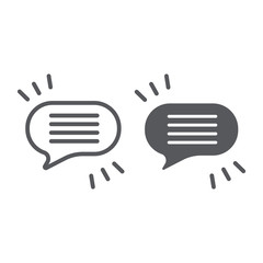Comment line and glyph icon, chat and dialog, speech bubble sign, vector graphics, a linear pattern on a white background.