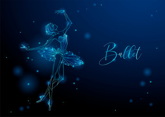 Ballerina. Glowing fantastic picture of a dancing girl. Neon graphics. Vector.