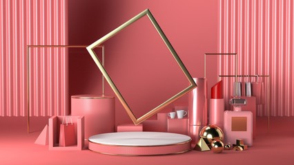 Fototapeta na wymiar 3d render image of 3d geometric boject decorate on luxury background