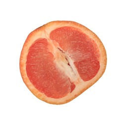 half of red grapefruit isolated on white background