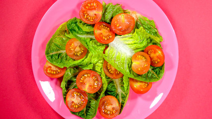 Cherry Tomatoes and Lettuce Leaves Salad