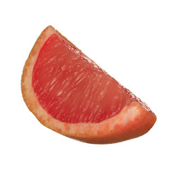 fresh slice of red grapefruit isolated on white background