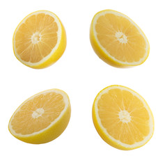 Fototapeta premium set of slices of yellow (white) grapefruit isolated on white background