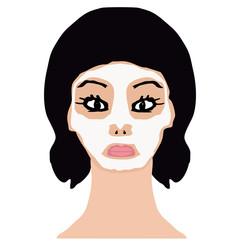 White cosmetic mask on the face. Infographics. Vector illustration on isolated background.