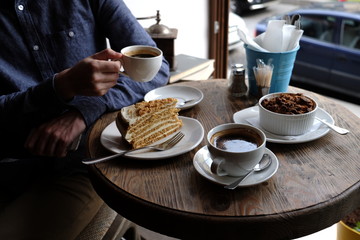 cup of coffee and cookies