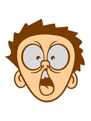 kopf erschrocken ängstlich schock schreien junge kerl mann gesicht lustig comic cartoon clipart design cool