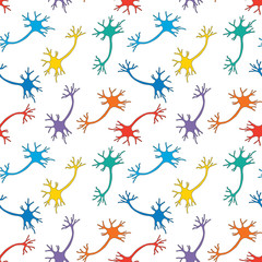 Seamless background of colorful neurons