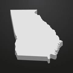 Georgia State map in gray on a black background 3d