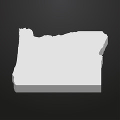 Oregon State map in gray on a black background 3d