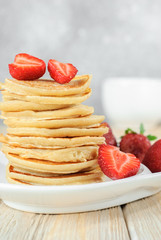 Pancakes with fresh strawberry