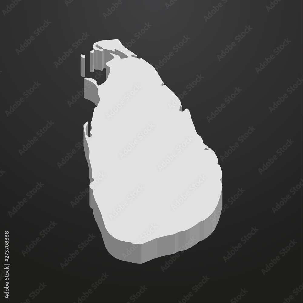 Poster sri lanka map in gray on a black background 3d