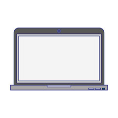 Laptop computer technology symbol isolated blue lines