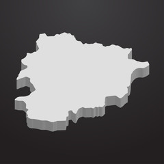 Andorra map in gray on a black background 3d