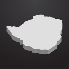 Zimbabwe map in gray on a black background 3d
