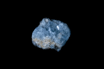 Blue Celestine Mineral on Black