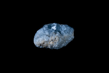 Blue Celestine Mineral on Black