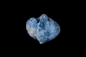 Blue Celestine Mineral on Black